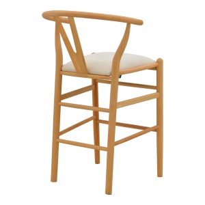 Scaun de bar Wishbone, Bej, 51x60x95 cm - Img 3