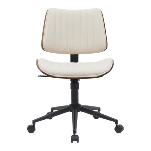 Scaun de birou Amani bej piele ecologica PU nuc placaj 52x54x90.5 cm - Img 4
