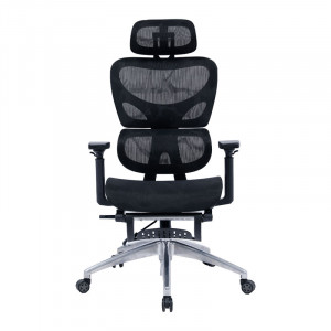 Scaun de birou manager cu suport pentru picioare Thelonius plasa negru - Img 4