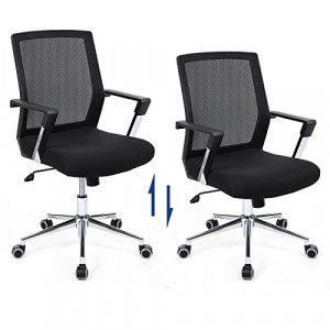 Scaun de birou, Songmics, Negru, 61x55x(92-102) cm - Img 4