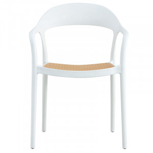 Scaun exterior Ember cu protectie UV plastic bej-alb 52.5x56.5x81cm - Img 4