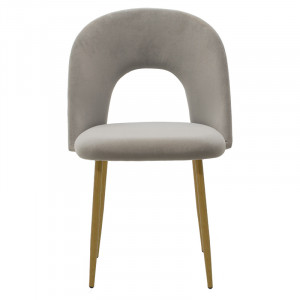 Scaun Jonah catifea gri - picioare culoare lemn natural 55x57x87cm - Img 4