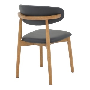 Scaun Ubene din lemn de cauciuc si piele ecologica PU in nuanta nuc si negru 46x58x79 cm - Img 2