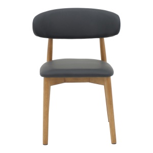 Scaun Ubene din lemn de cauciuc si piele ecologica PU in nuanta nuc si negru 46x58x79 cm - Img 4