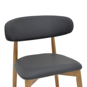 Scaun Ubene din lemn de cauciuc si piele ecologica PU in nuanta nuc si negru 46x58x79 cm - Img 6