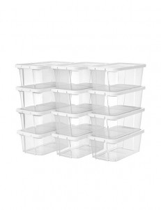 Set 12 cutii de depozitare pentru pantofi, Songmics, LSP12WT, Transparent - Img 1
