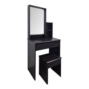 Set 2 bucati Masa de machiaj cu taburet, Larnia, Wenge, 40x65x142 cm