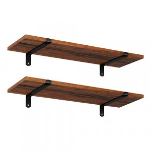 Set 2 etajere de perete, Songmics, Maro-Negru, 60x20x15 cm - Img 2