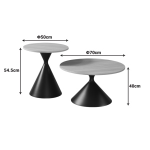 Set 2 masute de cafea Hemena Negru 70x70x40 cm - Img 6