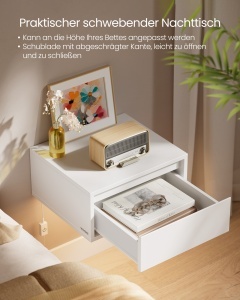 Set 2 noptiere suspendate cu LED, Kailyn, Alb, 40x35x18 cm - Img 2