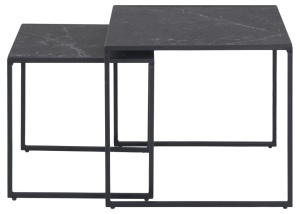Set 2 piese Masute de cafea stivuibile Infinity, Negru, 45x50x50 cm - Img 6