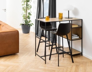 Set 2 piese Scaune de bar I_Oregon, Negru, 103x46.5x50 cm