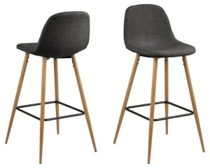 Set 2 piese Scaune de bar Wilma, Gri, 101x46.6x51 cm - Img 3