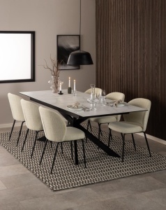 Set 2 piese Scaune dining Patricia V2, Bej, 82x52x57.5 cm