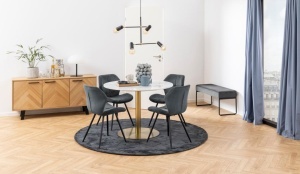 Set 2 piese Scaune dining Petri, Gri, 82.5x48x55 cm