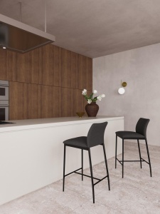 Set 2 piese Scaune inalte Demina, Gri, 90.5x41x48.5 cm