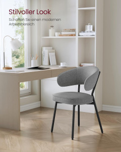 Set 2 scaune dinings, Vasagle, Gri inchis, 54x52x82 cm - Img 4