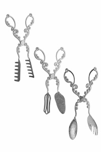 Set 3 buc cleste bucatarie PLT0419 Argintiu 22x22x22 cm - Img 2