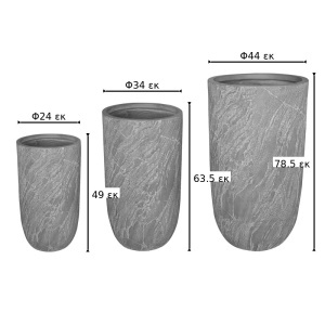 Set 3 buc. ghivece decorative, Anteria, Gri, 44x44x78.5 cm - Img 2