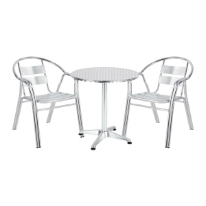 Set 3 buc masă și scaune de grădină Zircu-Lazo Argintiu 70x70x70 cm