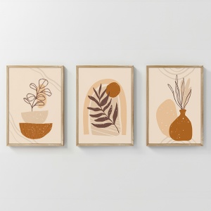 Set 3 buc. tablouri cu rama, Zephy, Multicolor, 33x1.5x48 cm