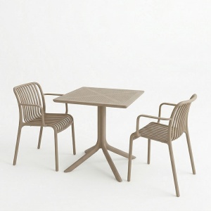 Set 3 bucati masa si scaune gradina, Groovy Zoi, Maro, 60x60x76 cm - Img 2