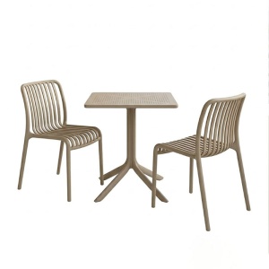 Set 3 masa si scaune gradina, Groovy, Maro deschis, 60x60x76 cm - Img 2