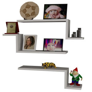 Set 3 rafturi Lowa Alb 58x18x14.5 cm - Img 3