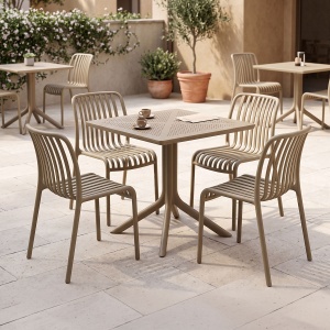 Set 5 buc. mobilier dining Zoi Groovy, Cappuccino, 80x80x74 cm