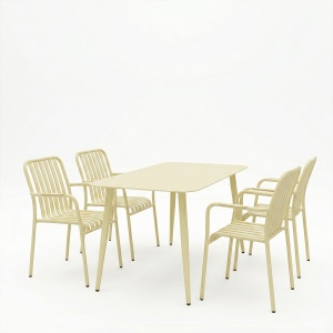 Set 5 masa si scaune gradina, Heven Vista, Champagne, 70x120x72 cm - Img 2