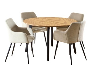 Set 5 piese Masa dining si Scaune Cadiz V6, Natural, 75x120x120 cm - Img 2
