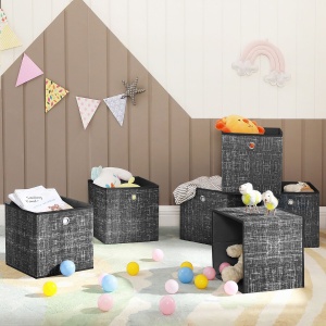 Set 6 cutii de depozitare Songmics Negru 30x30x30 cm - Img 4