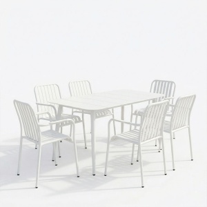 Set 7 masa si scaune gradina, Heven Vista, Alb, 70x120x72 cm - Img 2