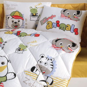 Set Complet Lenjerie Patut Bebe Animals V1 Negru (Bumbac 100%) - Img 2