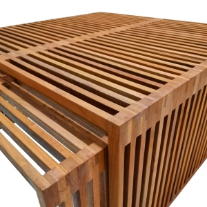 Set de 2 mese de gradina stivuibile Tinnie Boho Pako World Natural 86x80x46 cm - Img 6