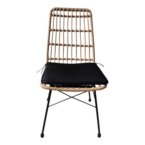 Set de 5 buc masa si scaune de gradina Naoki U ratan natural si metal negru 160x90x78 cm - Img 6