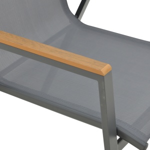 Set de 5 buc masa si scaune de gradina Nares-Azelie C aluminiu antracit si plasa cu plywood culoare naturala 140x80x72.5 cm - Img 6