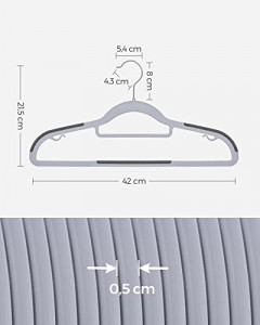 Set de 50 umerase din plastic, Songmics, Gri-Argintiu, 42x21.5x0.5 cm - Img 5