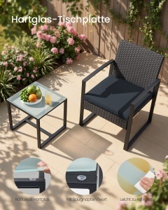 Set de gradina 3 buc, Funland, Songmics, Negru, 57.5x53x76 cm - Img 4