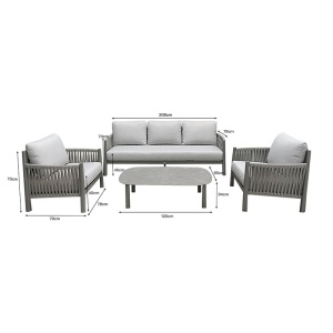 Set de gradina 4 buc. Feralda, Gri deschis, 218x79x73 cm - Img 4