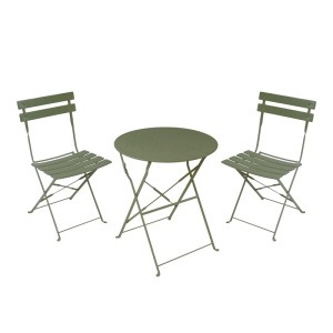 Set de gradina pliabil 3 buc. Bistro, Verde masliniu, 60x60x82 cm - Img 2