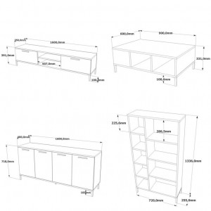 Set de mobilier pentru living RL6-AA, Pin atlantinc- Antracit - Img 8