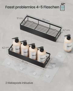 Set etajere baie dus 2 buc Songmics, Parson, Negru, 31.5x12.5x5 cm - Img 6