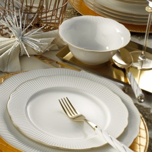 Set farfurii servire, 24 bucati Luccevana Blue Alb 22x22x2 cm - Img 2