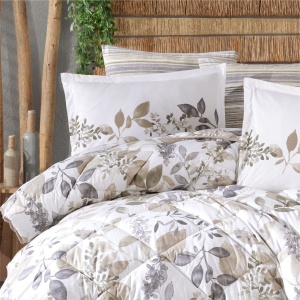 Set Lenjerie si Cuvertura Azura Bej (Bumbac 100%)