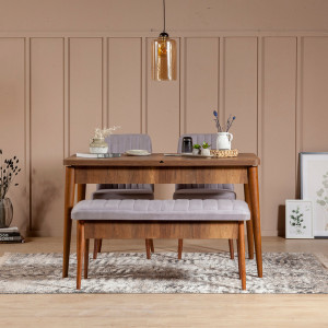 Set Masa si Scaune 4 Piese Vina 0701 - Soho, Walnut - Img 1