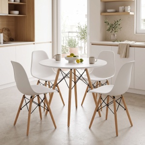 Set masa si scaune dining, 5 buc, Julita, Negru, 80x80x73 cm