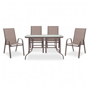 Set Masa si Scaune Gradina Valor-Calan 5 Piese Negru - Maro