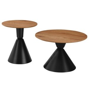 Set masute de cafea, 2 buc, Obsidian, Pako, Negru 70x70x46 cm - Img 2