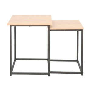 Set masute de cafea stivuibile, 2 buc, Quano, Natural, 40x40x50 cm - Img 3